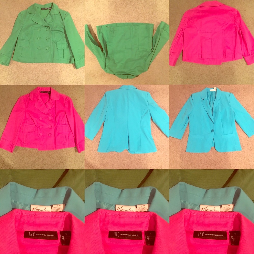 INC and Kim Blazers Business Colorful Pink Blue